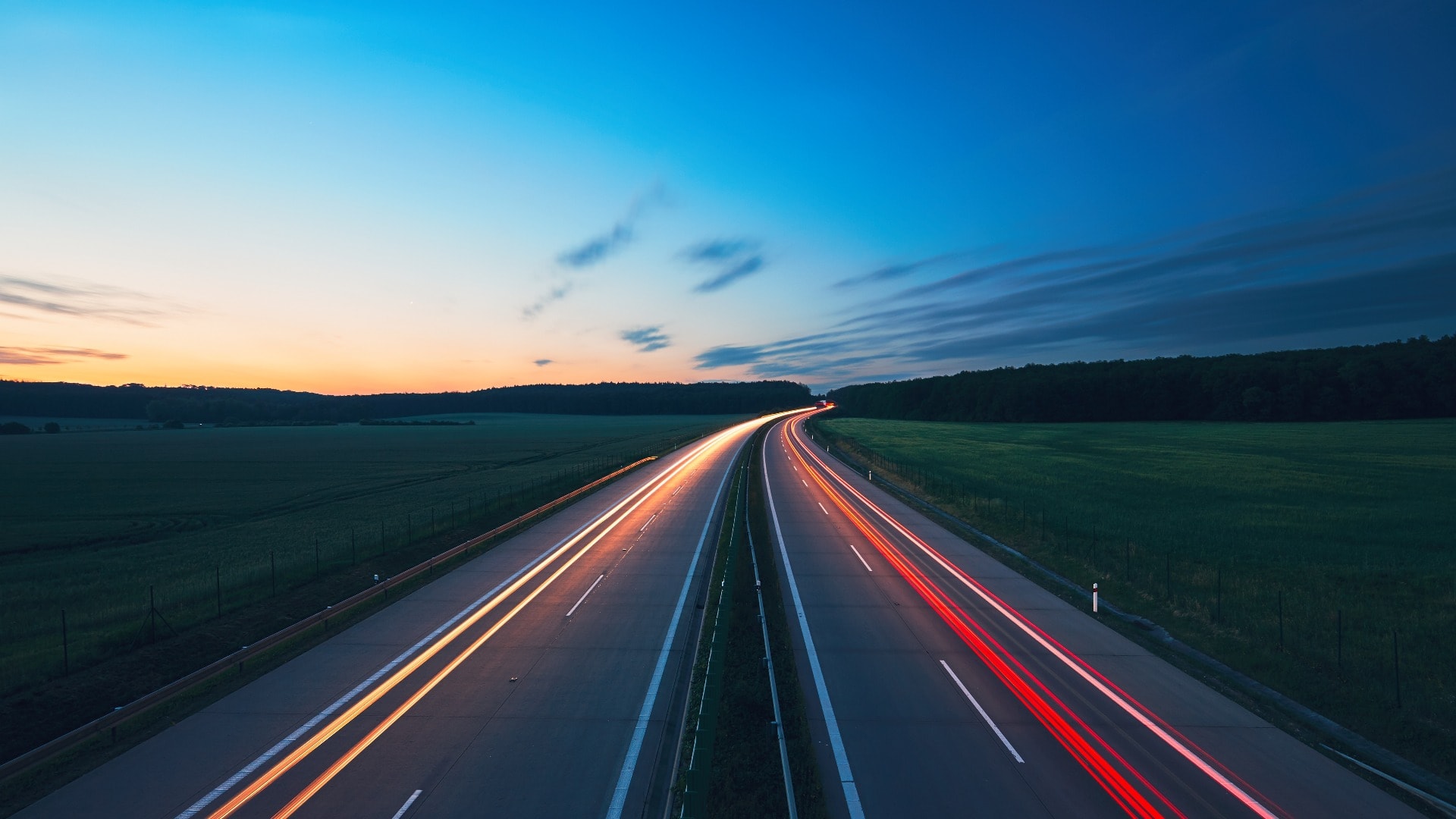 Sunrise on the highway
